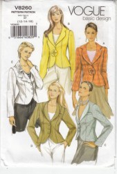 8260 VOGUE SNAP/ BUTTON FIT LINED JACKET PATTERN 12-16 UNCUT